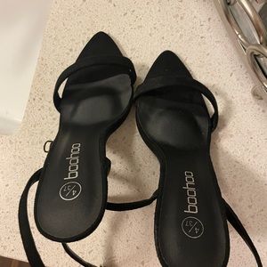 Black Boohoo strap heels, size 4